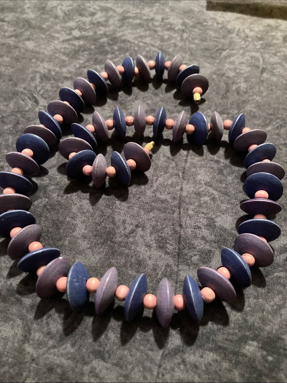 Handmade Blue and Pink Flat Beaded Necklace